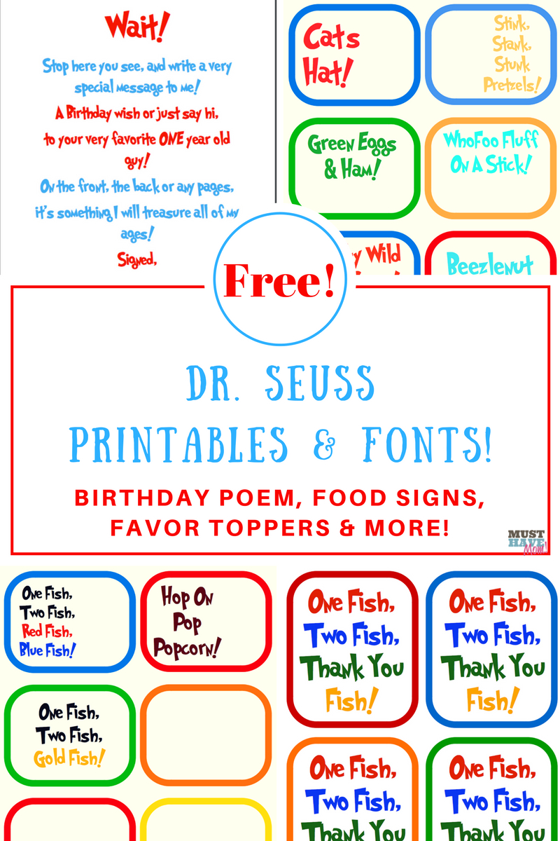 Free Dr. Seuss Printables &amp;amp; Fonts! - Free Printable Party Signs