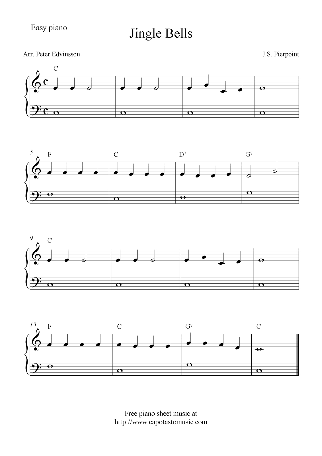Free Easy Christmas Piano Sheet Music Notes, Jingle Bells | Music In - Christmas Songs Piano Sheet Music Free Printable