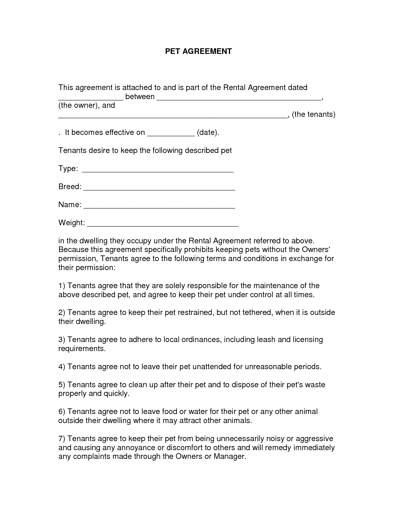 Free Easy Lease Agreement To Print | Free Printable Lease Agreement - Blank Lease Agreement Free Printable