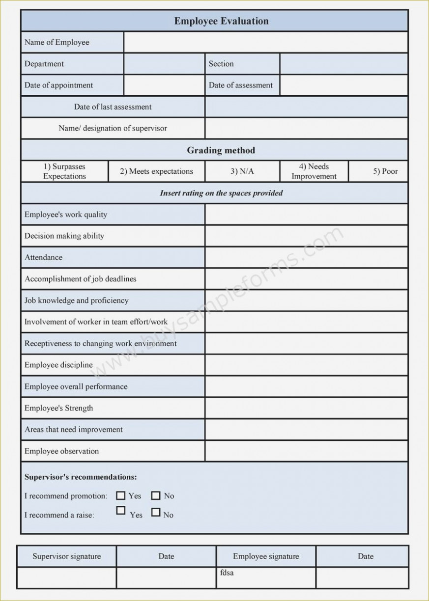 Free Employee Self Evaluation Forms Printable | Sample Documents - Free Employee Self Evaluation Forms Printable