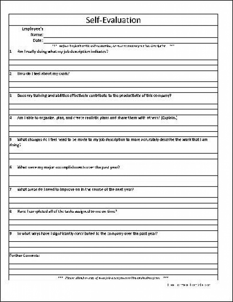 Free Employee Self Evaluation Template Forms - Google Search | Baja - Free Employee Self Evaluation Forms Printable