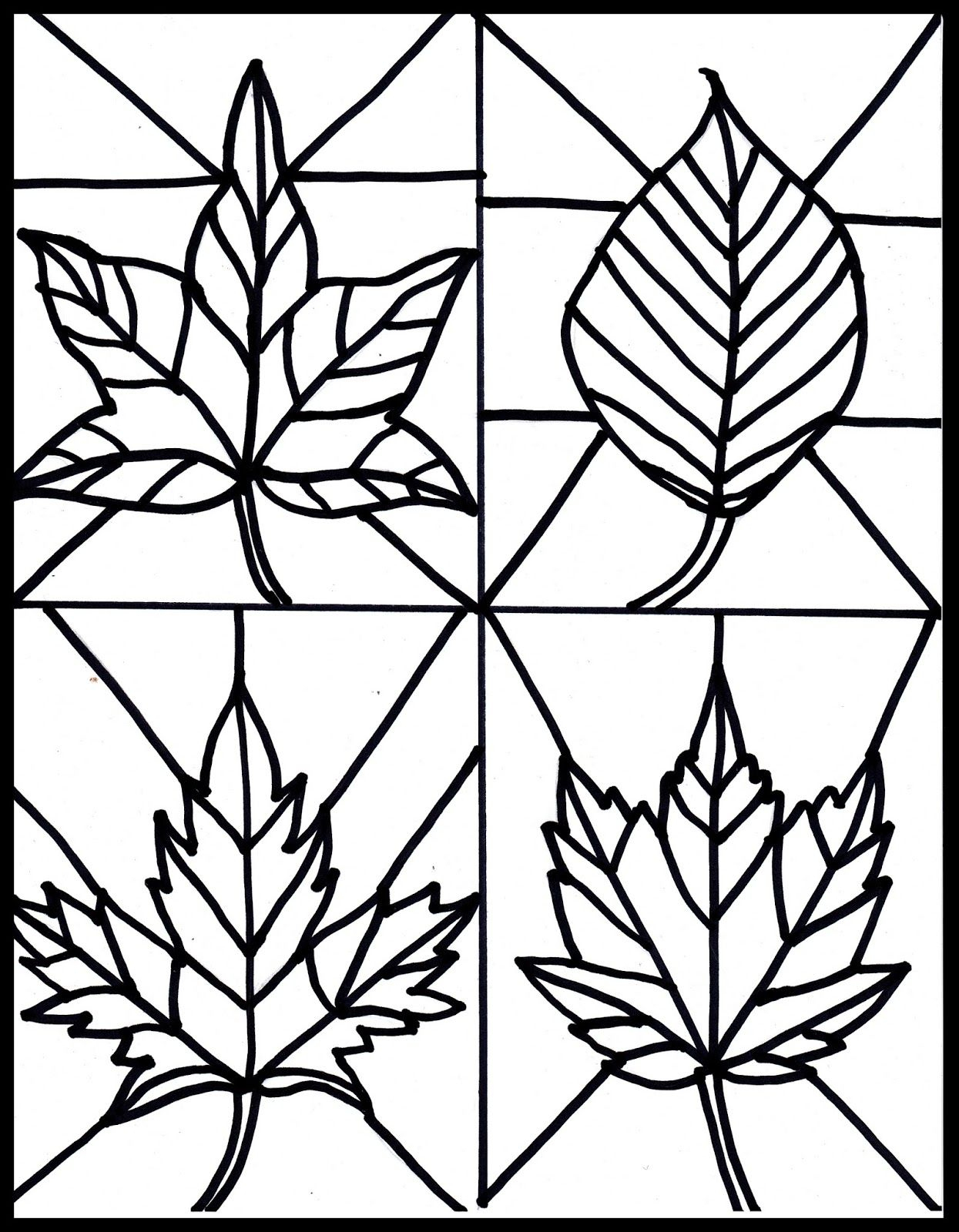Free Fall Leaves Stained Glass Printable | Blogger Crafts We Love - Free Printable Stained Glass Patterns