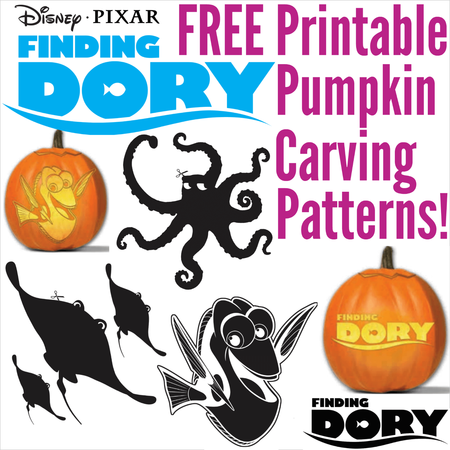Free Finding Dory Pumpkin Carving Patterns To Print! - Pumpkin Carving Patterns Free Printable