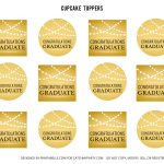 Free Gold Graduation Printables | Catch My Party   Free Printable Graduation Cupcake Toppers