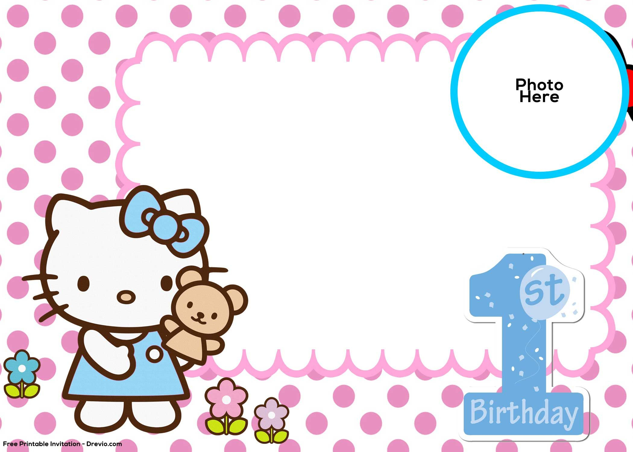 Free Hello Kitty 1St Birthday Invitation | Mickey | Pinterest - Hello Kitty Free Printable Invitations For Birthday