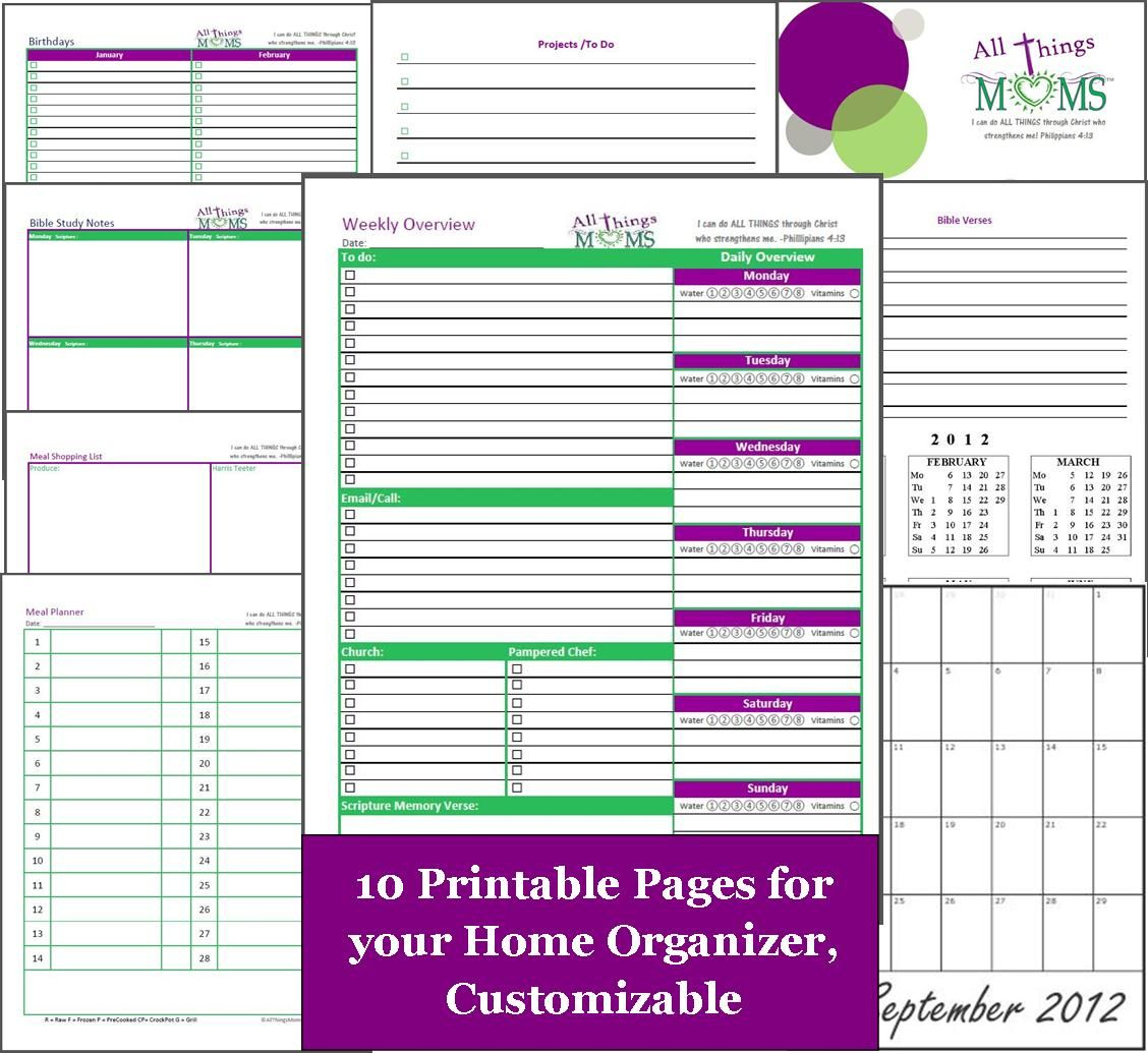 Free Home Organizer Printables! Including Weekly Overview, Bible - Free Printable Home Organizer Notebook
