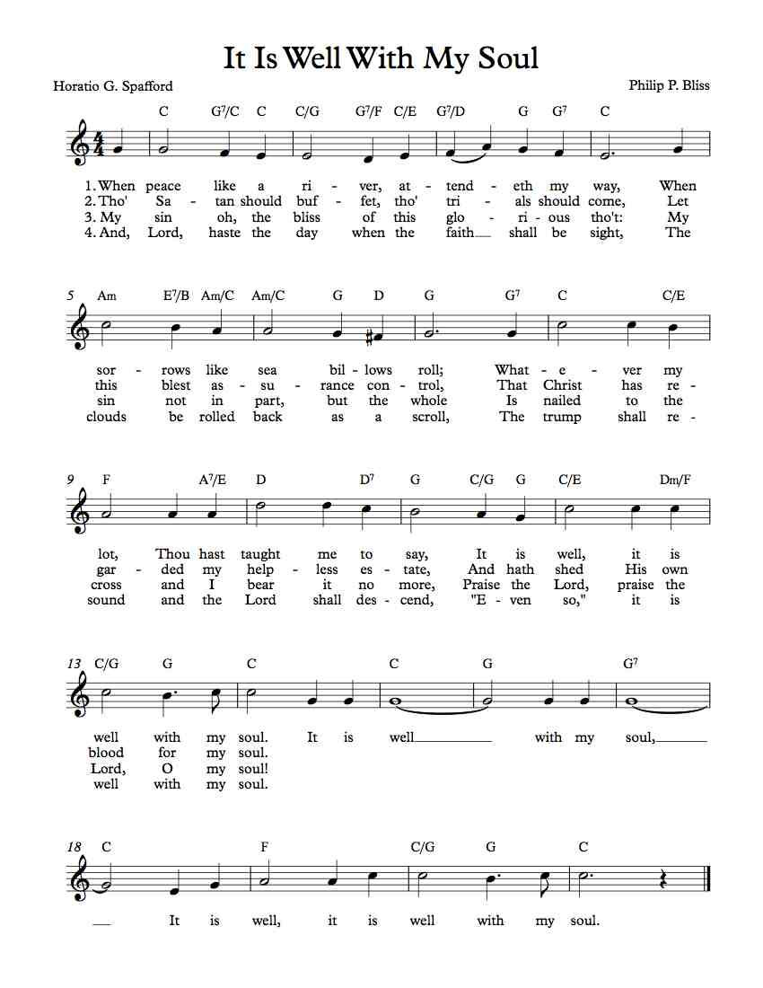 Free Lead Sheet – It Is Well With My Soul - Free Printable Gospel Sheet Music For Piano