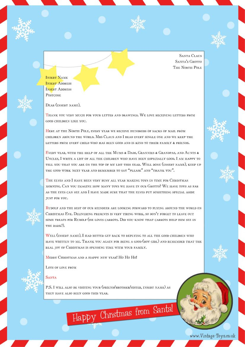 Free “Letter From Santa” Template For You To Download And Edit - Free Personalized Printable Letters From Santa Claus