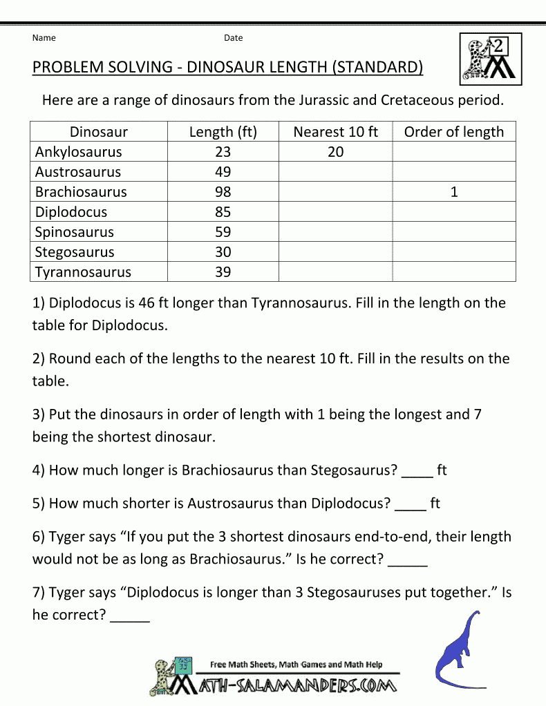 Free-Math-Word-Problems-Dinosaur-Length-Standard.gif 790×1,022 - Free Printable Math Word Problems For 2Nd Grade