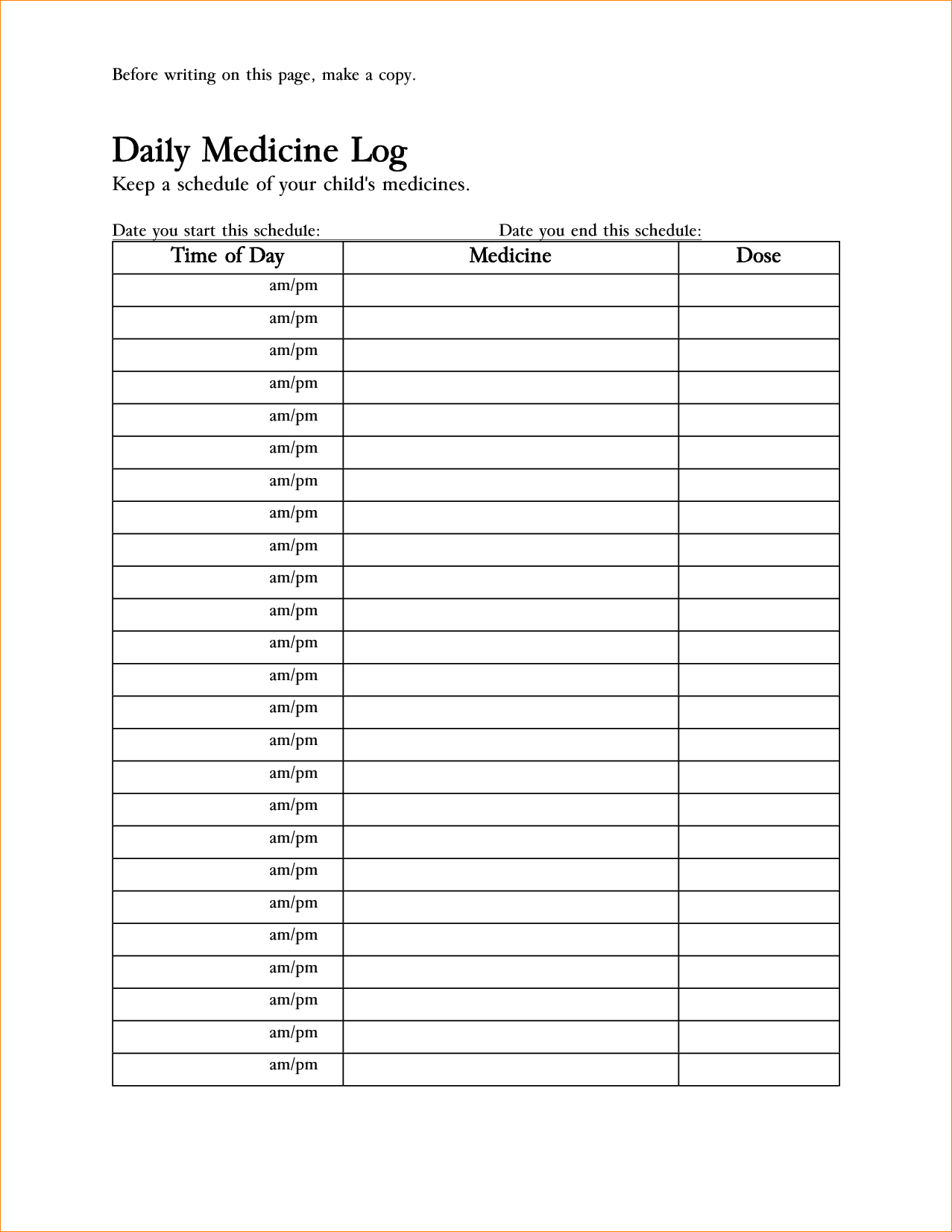 Free Medication Administration Record Template Excel - Yahoo Image - Free Printable Medication Log Sheet