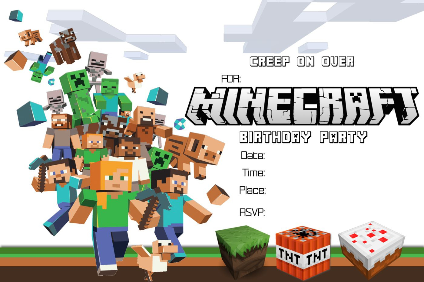 Free Minecraft Birthday Invitation Printable!!!! | Craftysusanita - Free Printable Minecraft Birthday Party Invitations Templates
