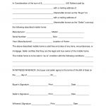 Free Mobile (Manufactured) Home Bill Of Sale Form   Word | Pdf   Free Printable Bill Of Sale For Mobile Home