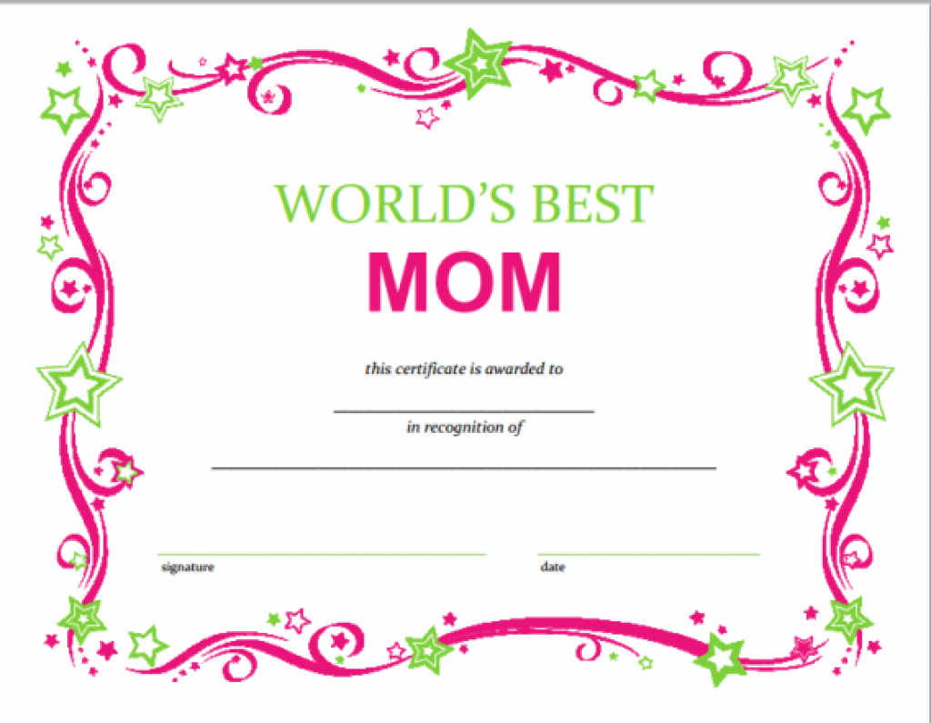 Free Mothers Day Printable Certificate In 2018 | Templates Intended - Free Printable Best Daughter Certificate