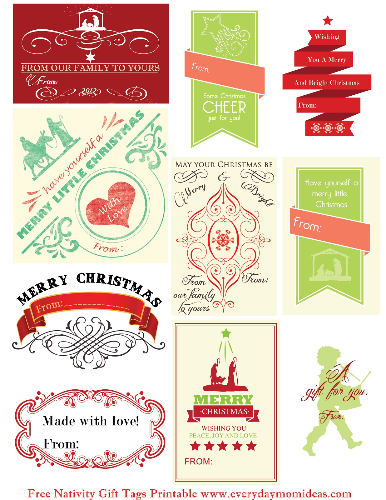 Free Nativity Gift Tags Printable - Everyday Mom Ideas - Free Printable Gift Tags Personalized