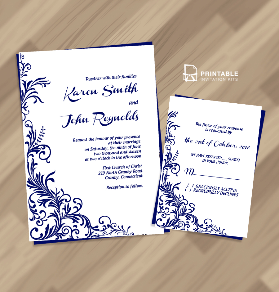 Free Pdf Wedding Invitation Download - Foliage Borders Invitation - Free Printable Wedding Invitation Kits