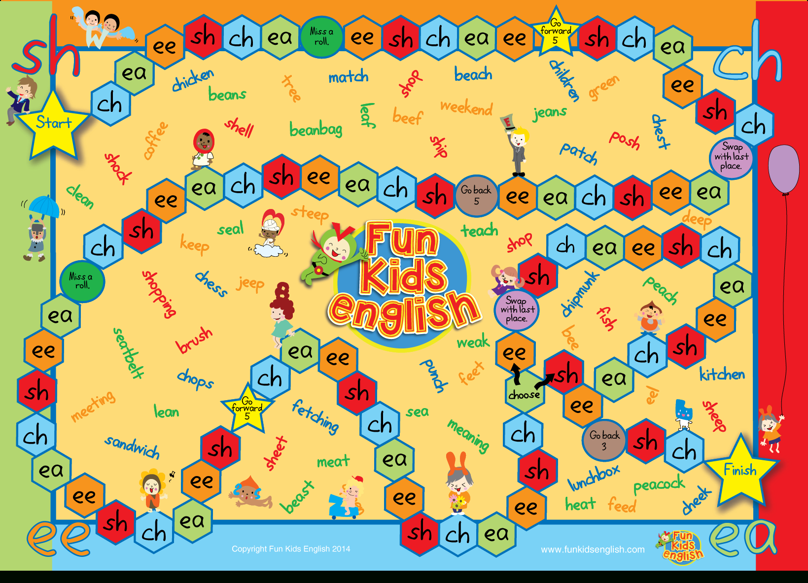 Free Phonics Board Games: Children's Songs, Children's Phonics - Free Printable Board Games