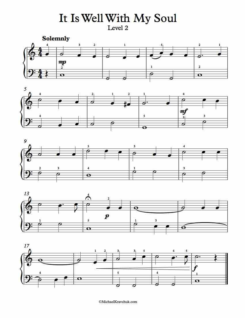 Free Piano Arrangement Sheet Music – It Is Well With My Soul - Free Printable Piano Pieces