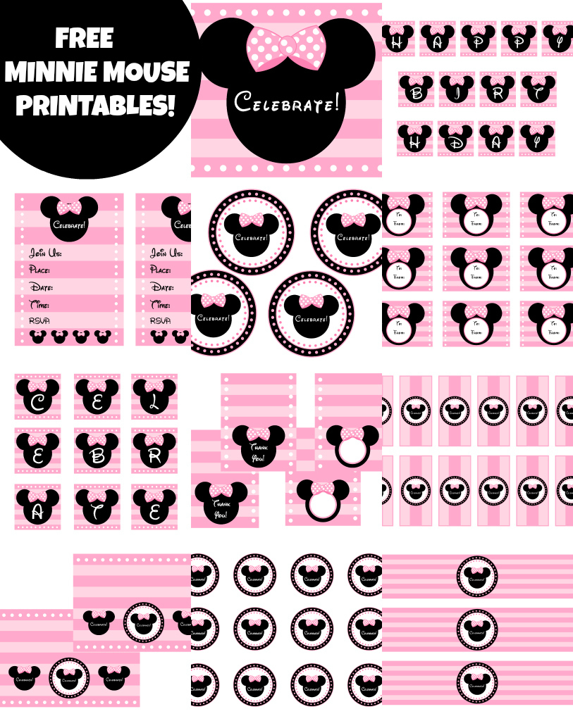 Free Pink Minnie Mouse Birthday Party Printables | Catch My Party - Free Printable Mickey Mouse Template
