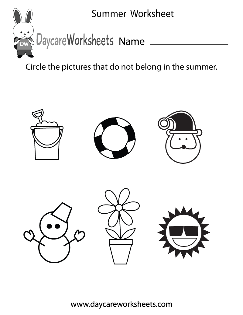Free Preschool Summer Worksheet - Free Printable Seasons Worksheets For Kindergarten