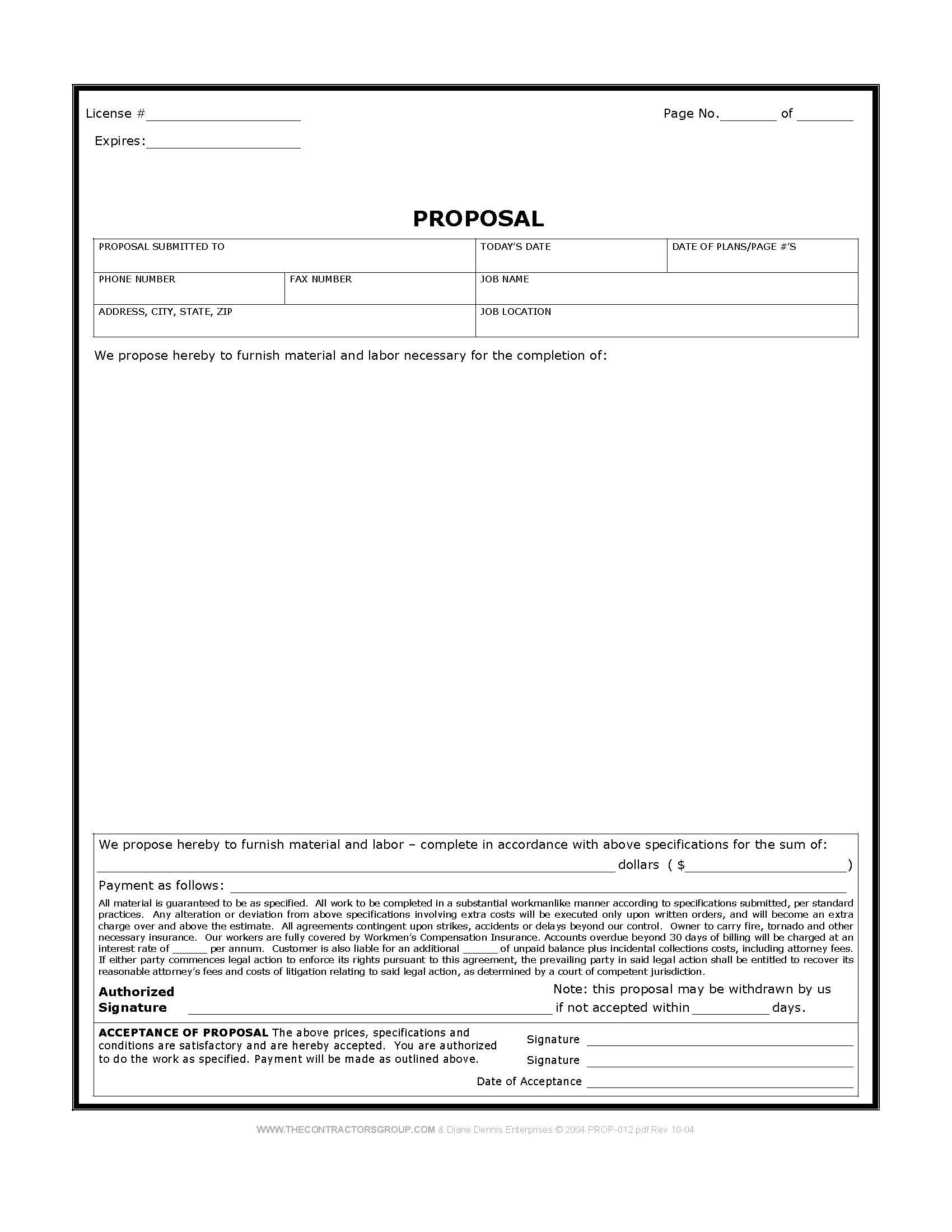 Template: Free Printable Construction Contract Template Free