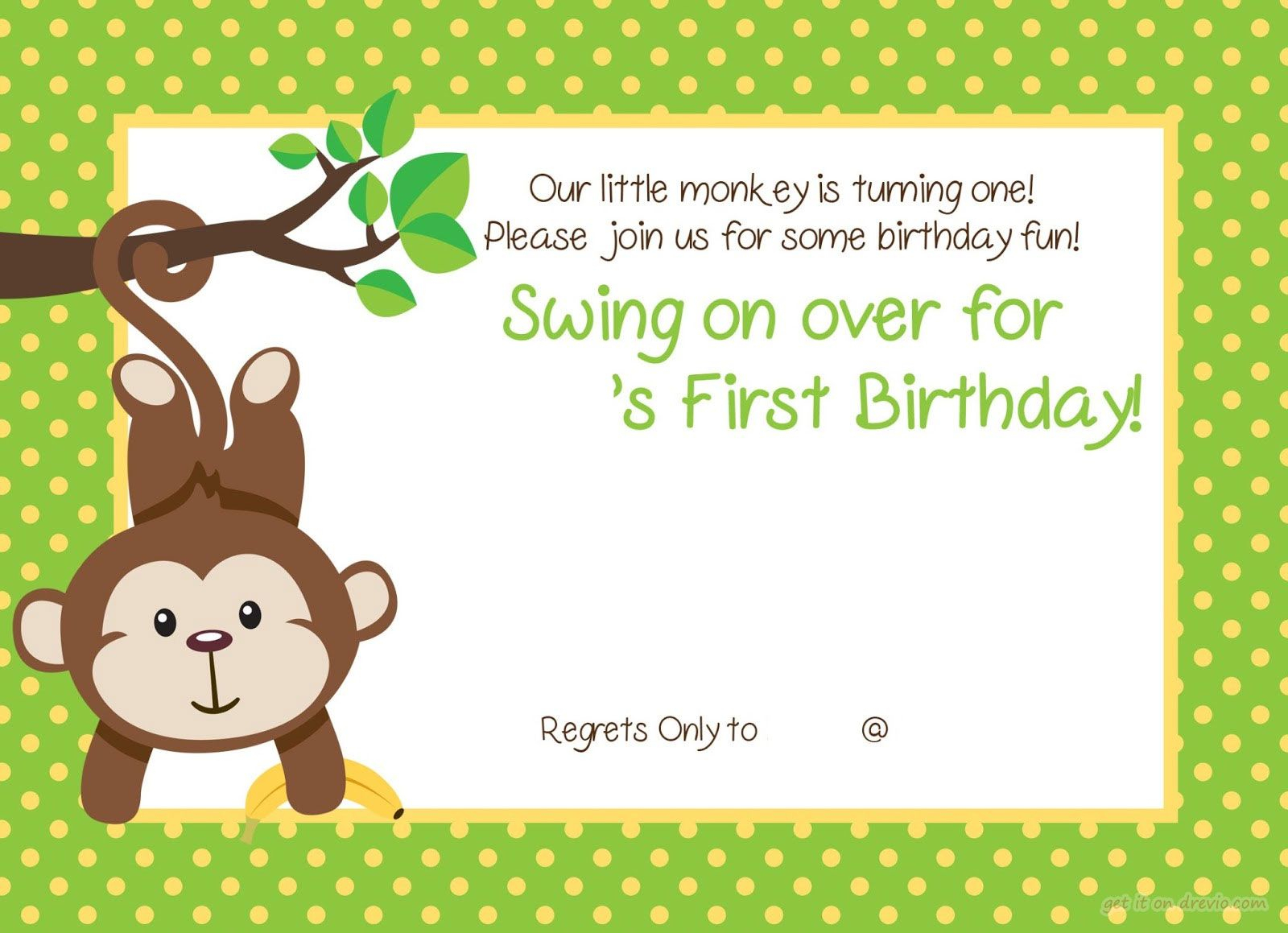 Free Printable 1St Monkey Birthday | Birthday Invitation For Kids - Free Printable Monkey Birthday Party Invitations