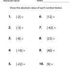 Free Printable Absolute Value Worksheet For Eighth Grade   Free Printable Math Worksheets For 6Th Grade