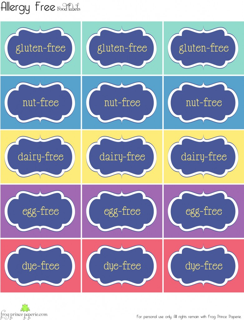 Free Printable} Allergy-Free Party Food Labels - Frog Prince Paperie - Printable Nut Free Signs