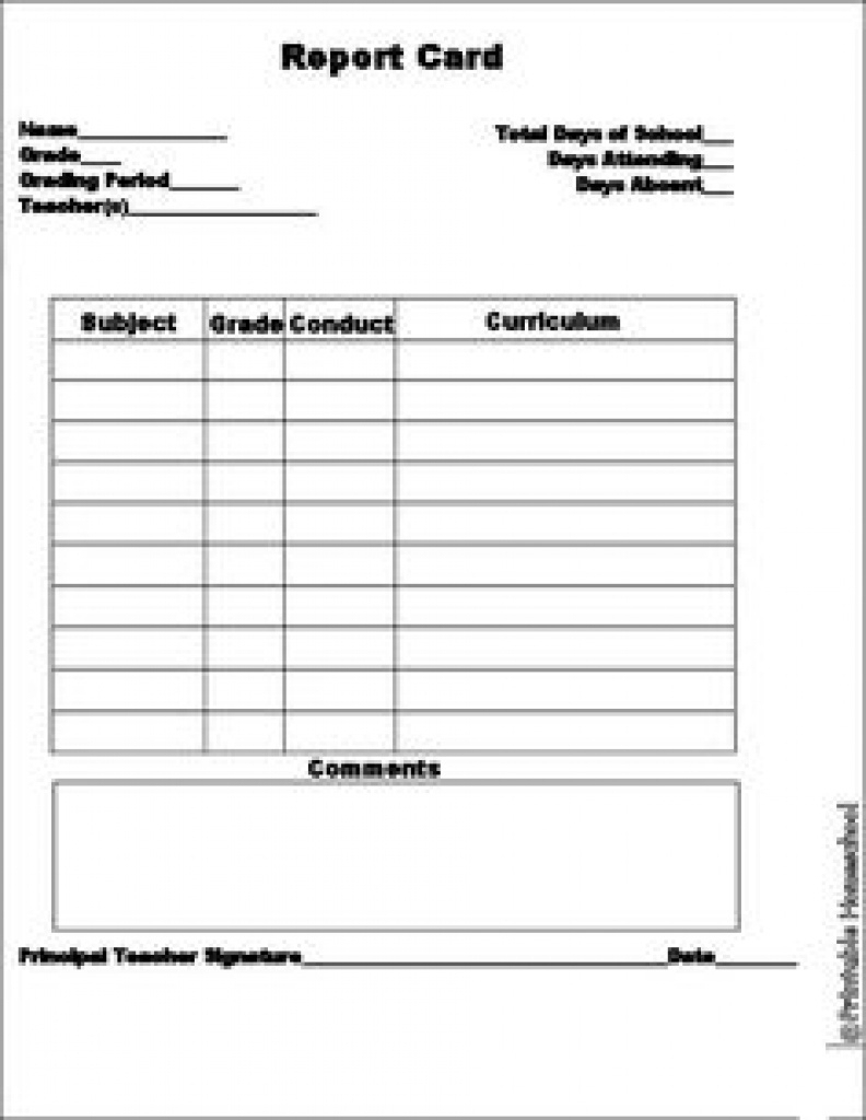 Free Printable And Easy To Make Report Cards For Homeschool Records - Free Printable Grade Cards