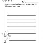 Free Printable April Fools' Day Writing Worksheet For Kindergarten   Free Printable Writing Worksheets