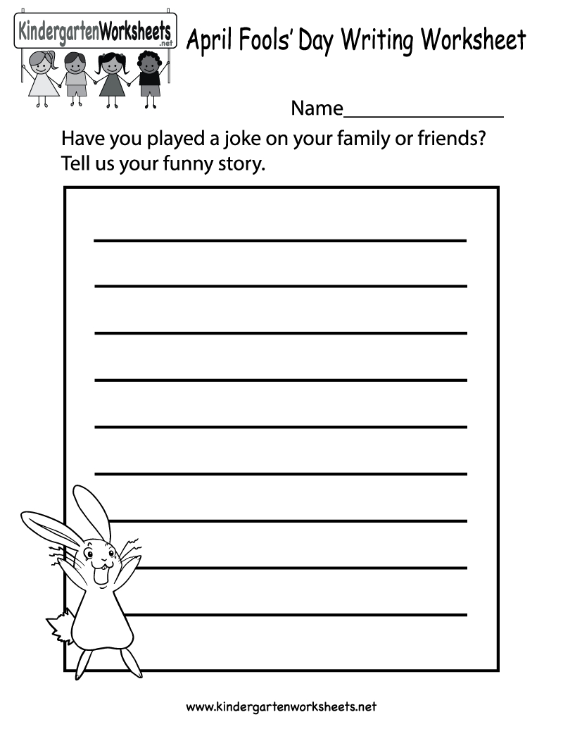 Free Printable April Fools&amp;#039; Day Writing Worksheet For Kindergarten - Free Printable Writing Worksheets