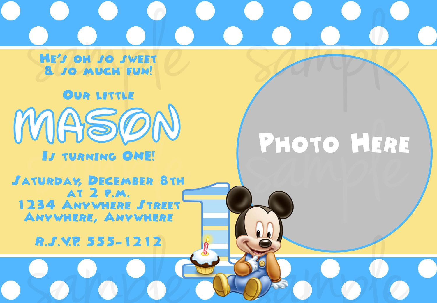 Free Printable Baby Mickey Mouse 1St Birthday Invitations | Andrei - Free Printable Mickey Mouse 1St Birthday Invitations