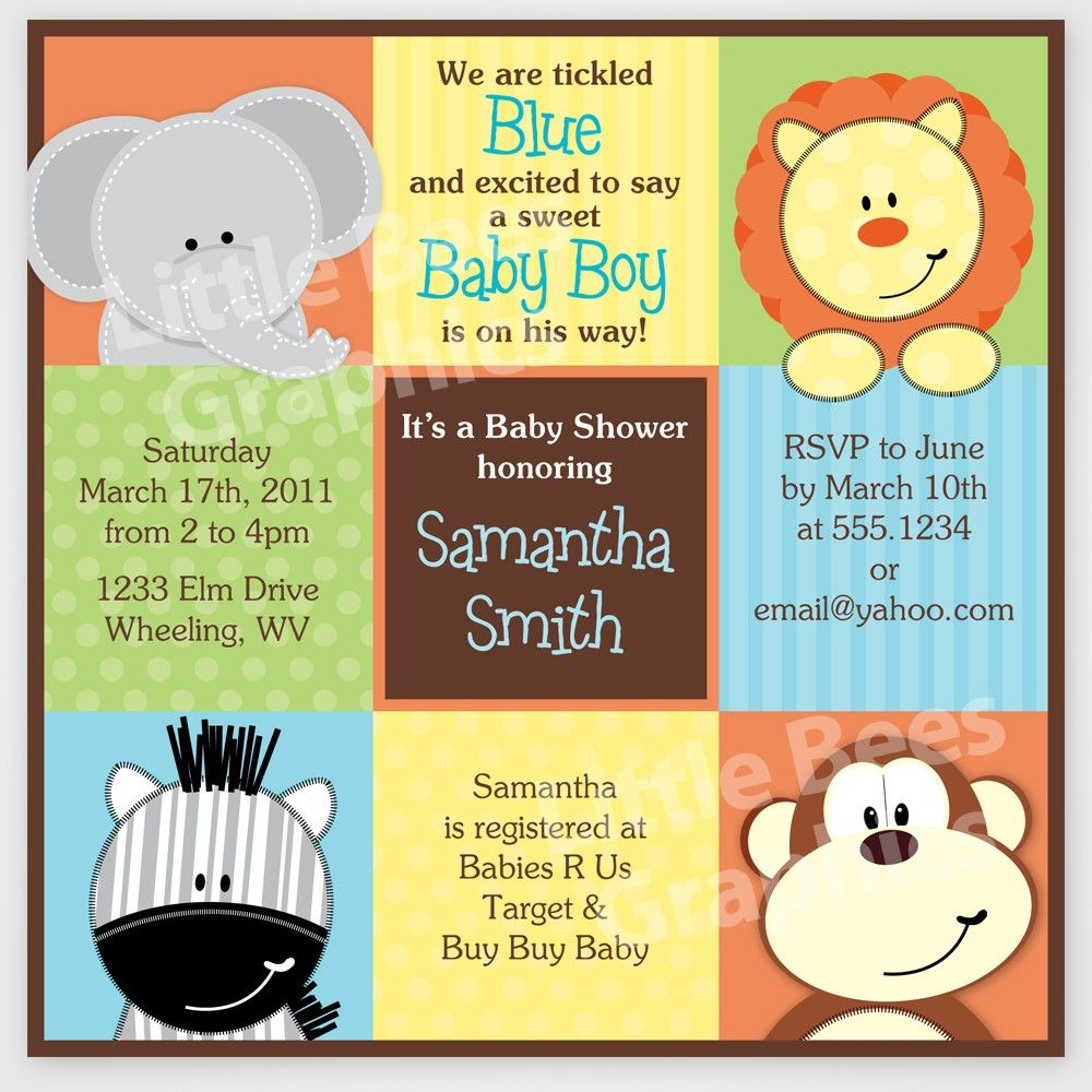Free Printable Baby Shower Invitations | Stylish Jungle Animals - Jungle Theme Birthday Invitations Free Printable
