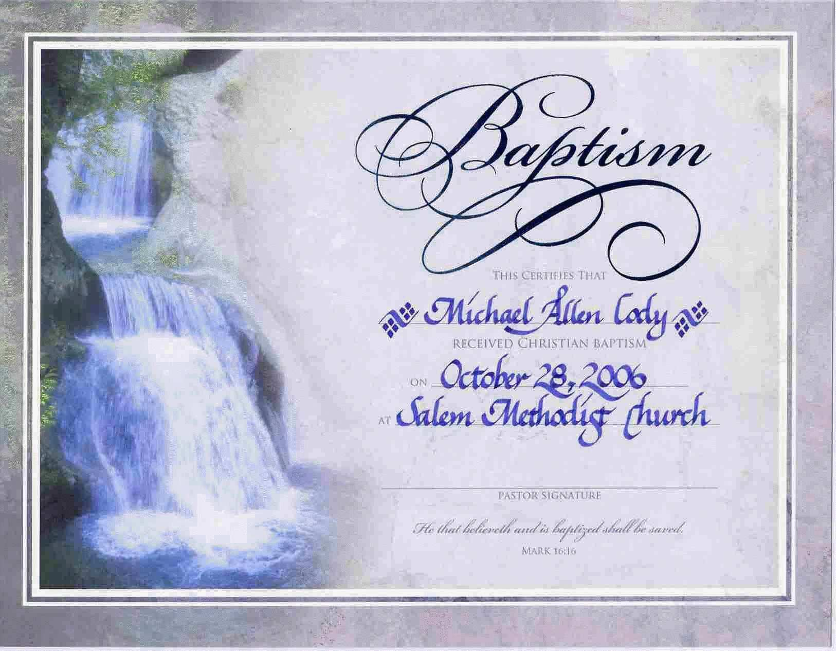 Free Printable Baptism Certificate Simple Water Baptism Certificate - Free Online Printable Baptism Certificates