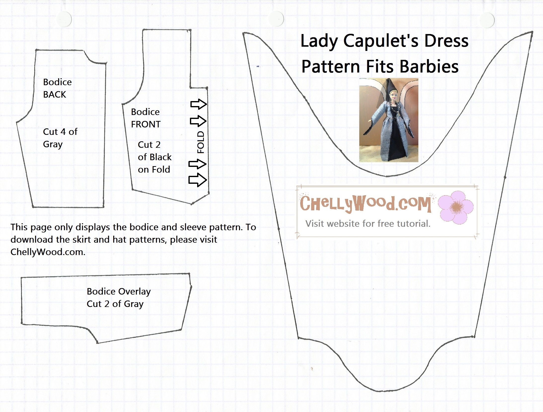 Free Printable Barbie Doll Clothes Patterns – Chellywood - Barbie Dress Patterns Free Printable Pdf
