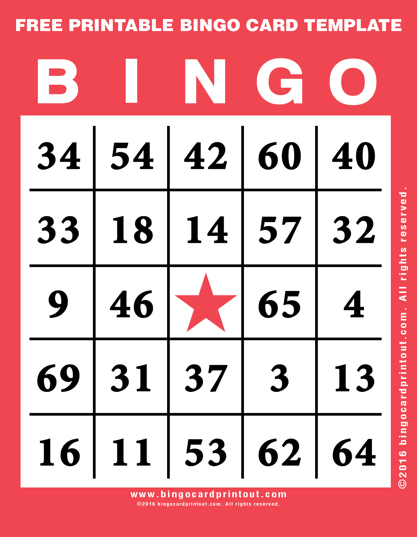 Free Printable Bingo Card Template - Bingocardprintout - Printable Bingo Template Free