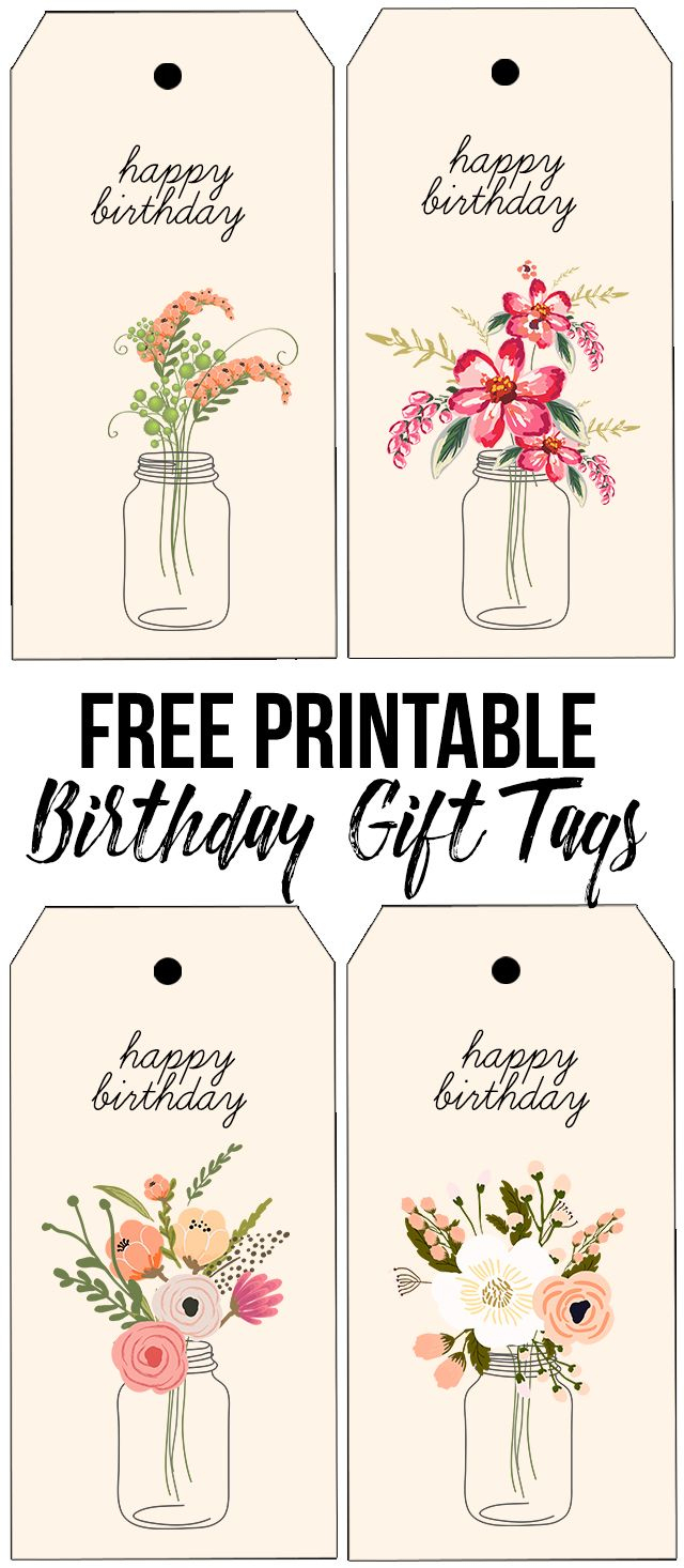 Free Printable Birthday Tags With Beautiful Florals. Livelaughrowe - Free Printable Birthday Tags