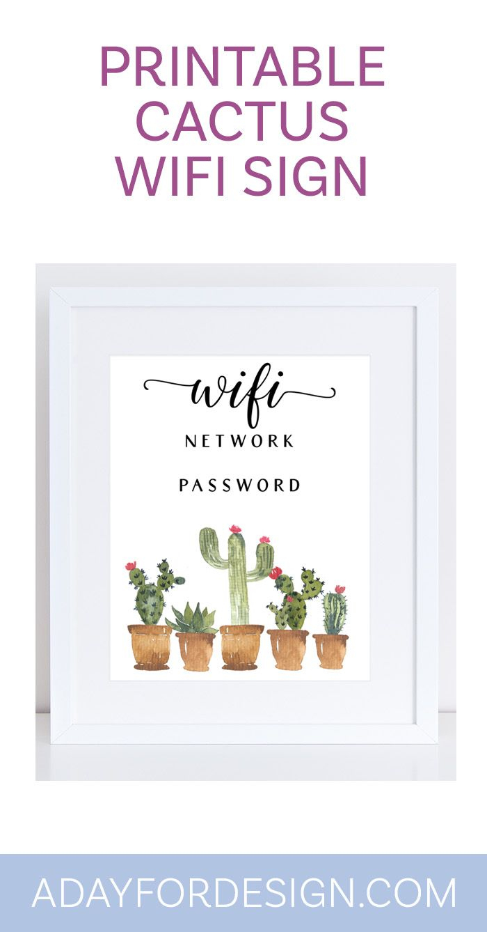 Free Printable Cactus Wifi Sign - Free Printable Wifi Sign