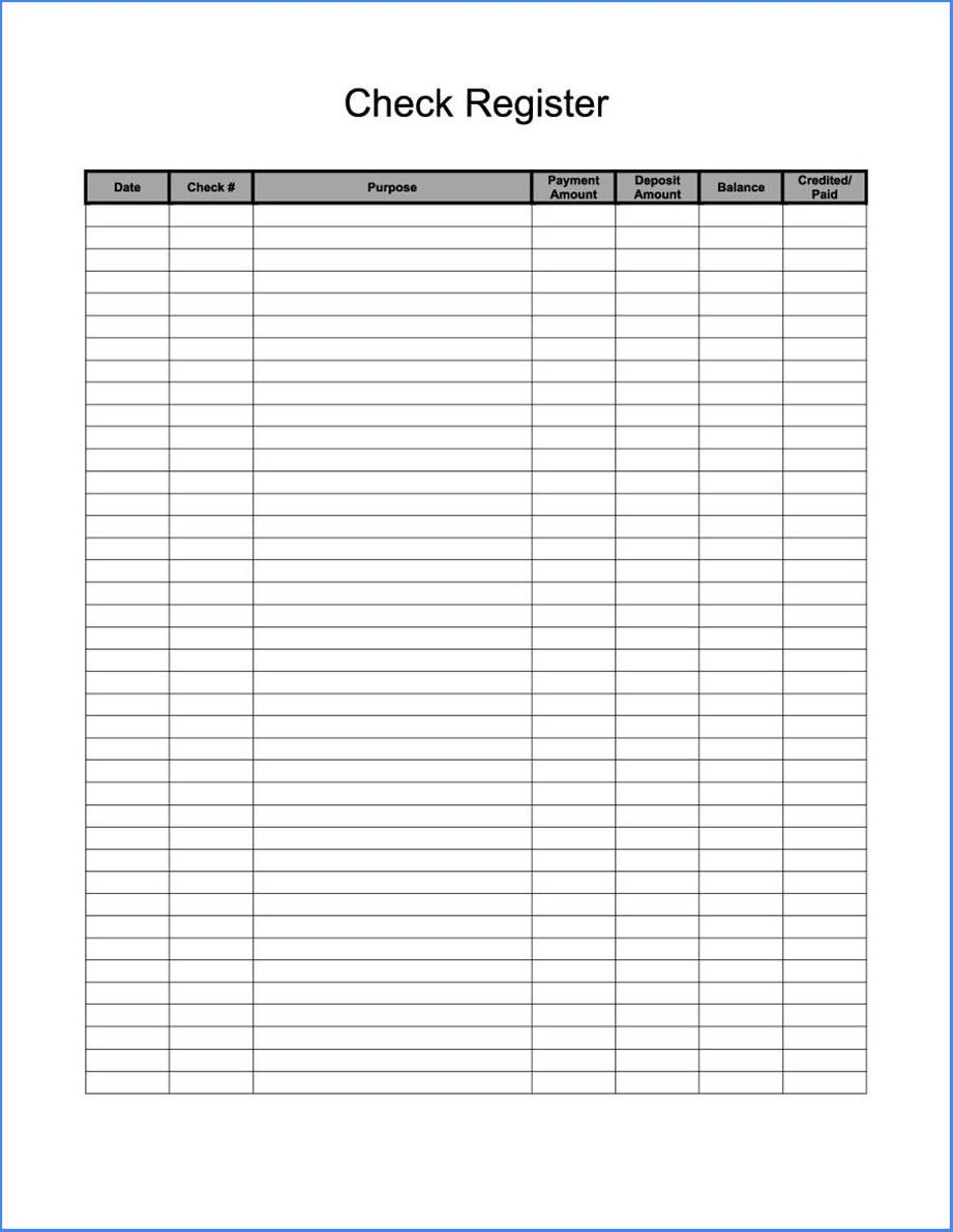 Free Printable Check Register Template Word #1500 - 94Xrocks - Free Printable Check Register