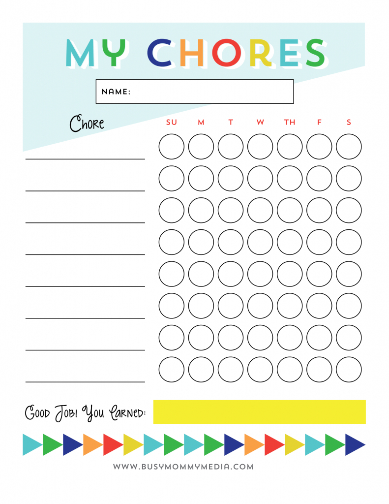 Free Printable - Chore Chart For Kids | Ogt Blogger Friends - Free Printable Chore Charts For Kids