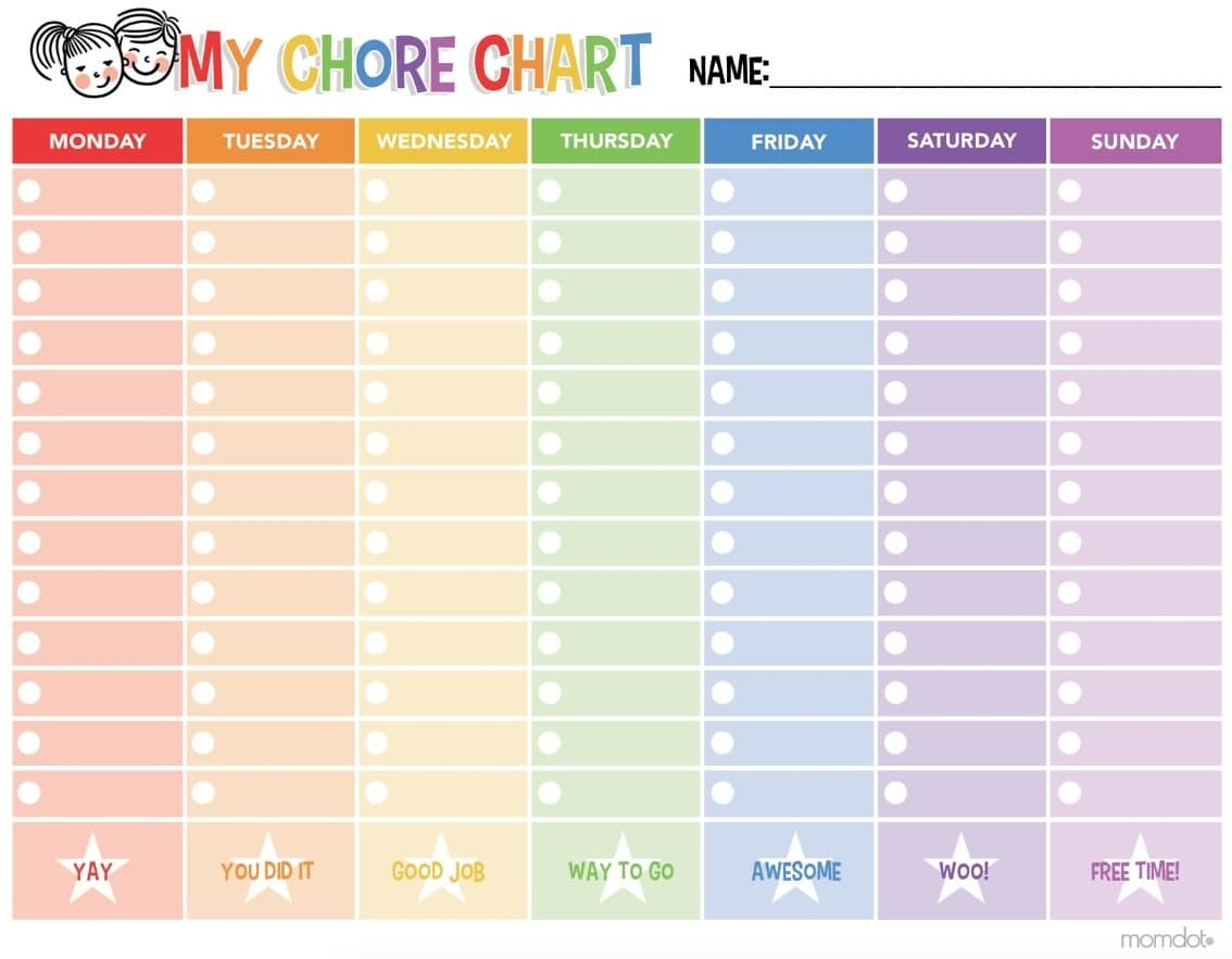 Free Printable Chore Chart – Yaman.startflyjobs.co Intended For Free - Chore Chart For Adults Printable Free