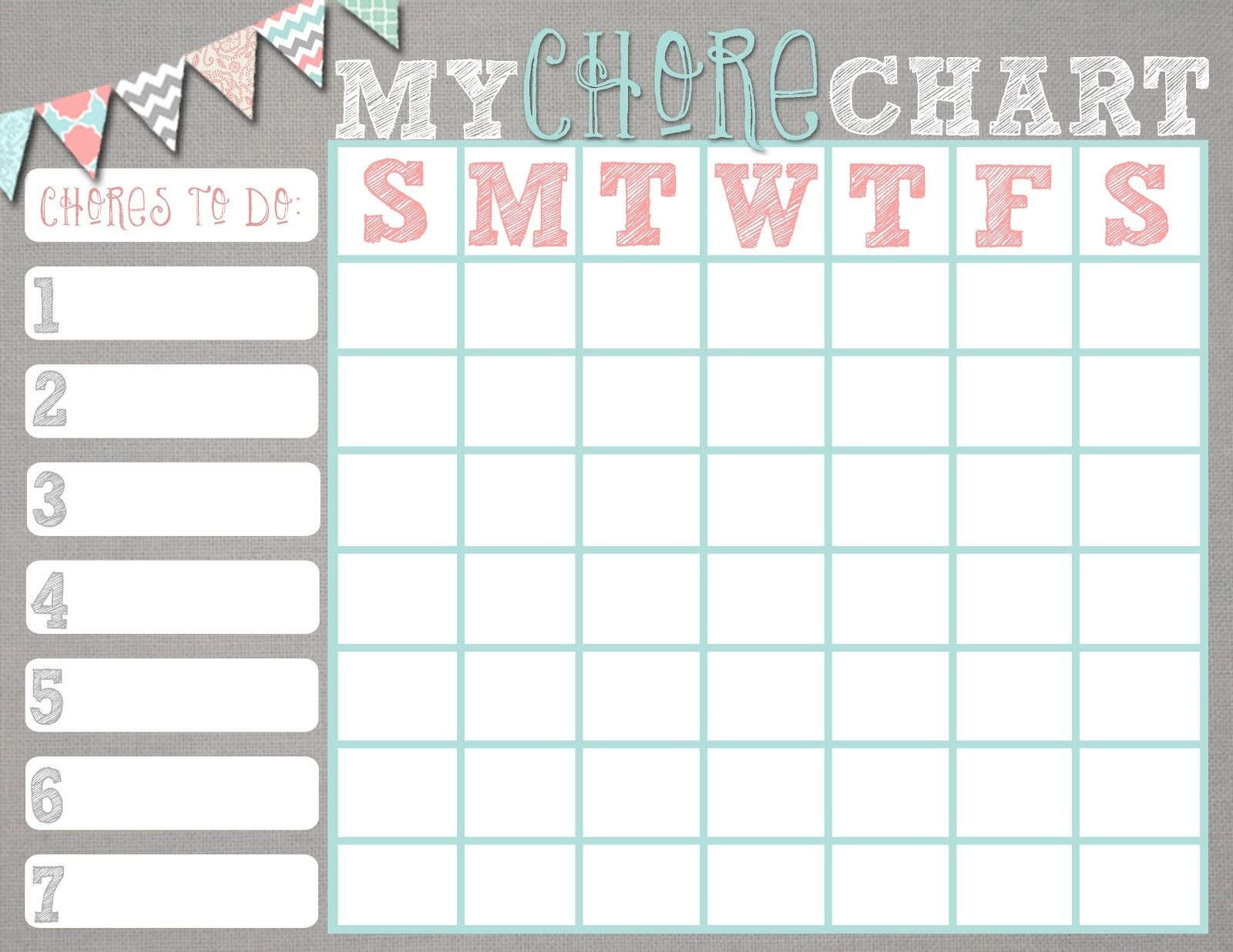 Free Printable Chore Charts For Girls | Chart And Printable World - Free Printable Teenage Chore Chart