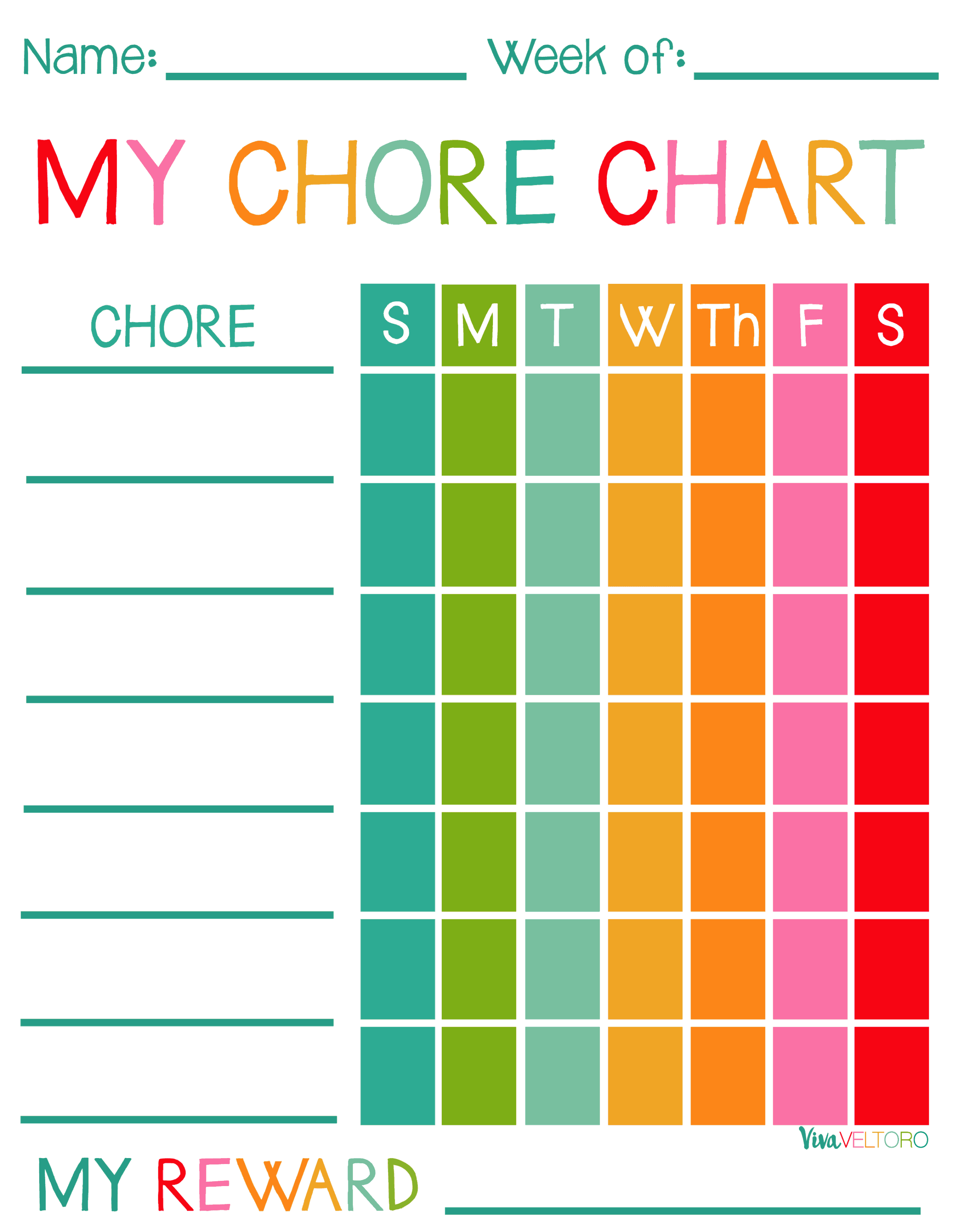 Free Printable Chore Charts For Kids! - Viva Veltoro - Free Printable Toddler Chore Chart