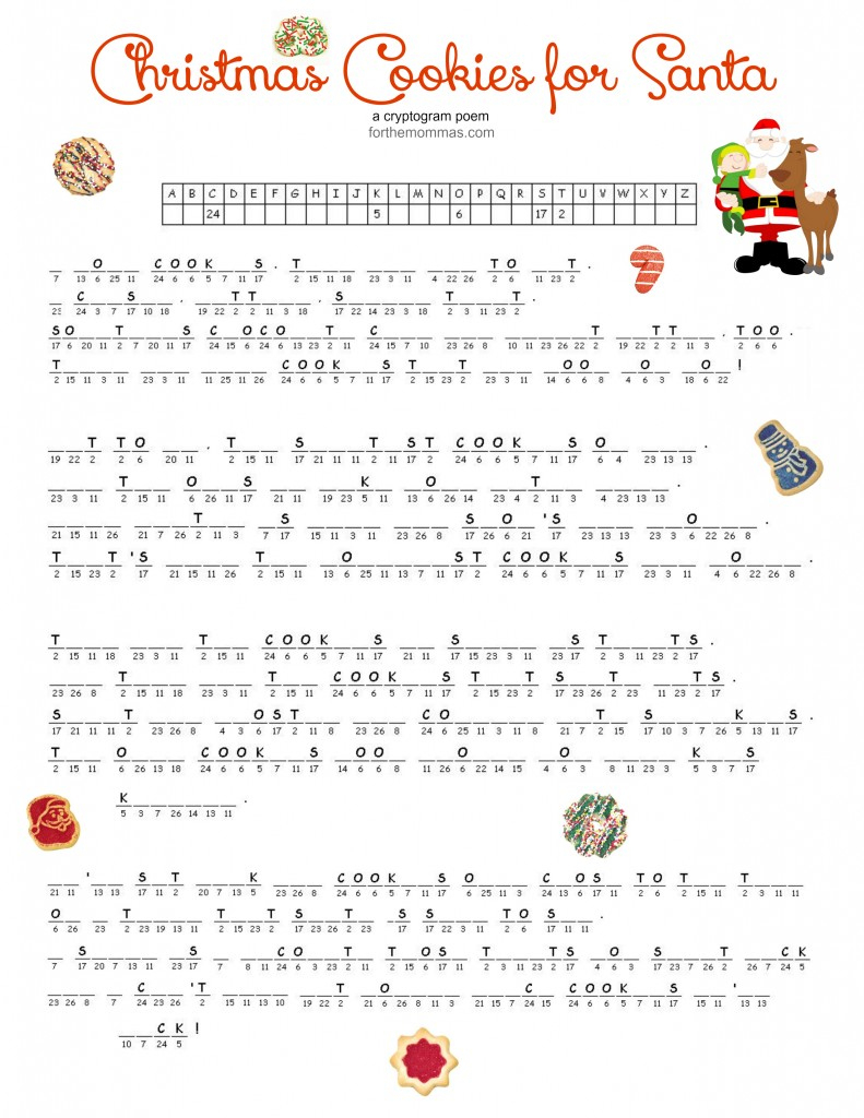 Free Printable Christmas Cryptogram Worksheets