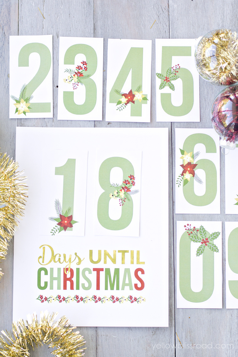 Free Printable Christmas Countdown - Yellow Bliss Road - Christmas Countdown Free Printable