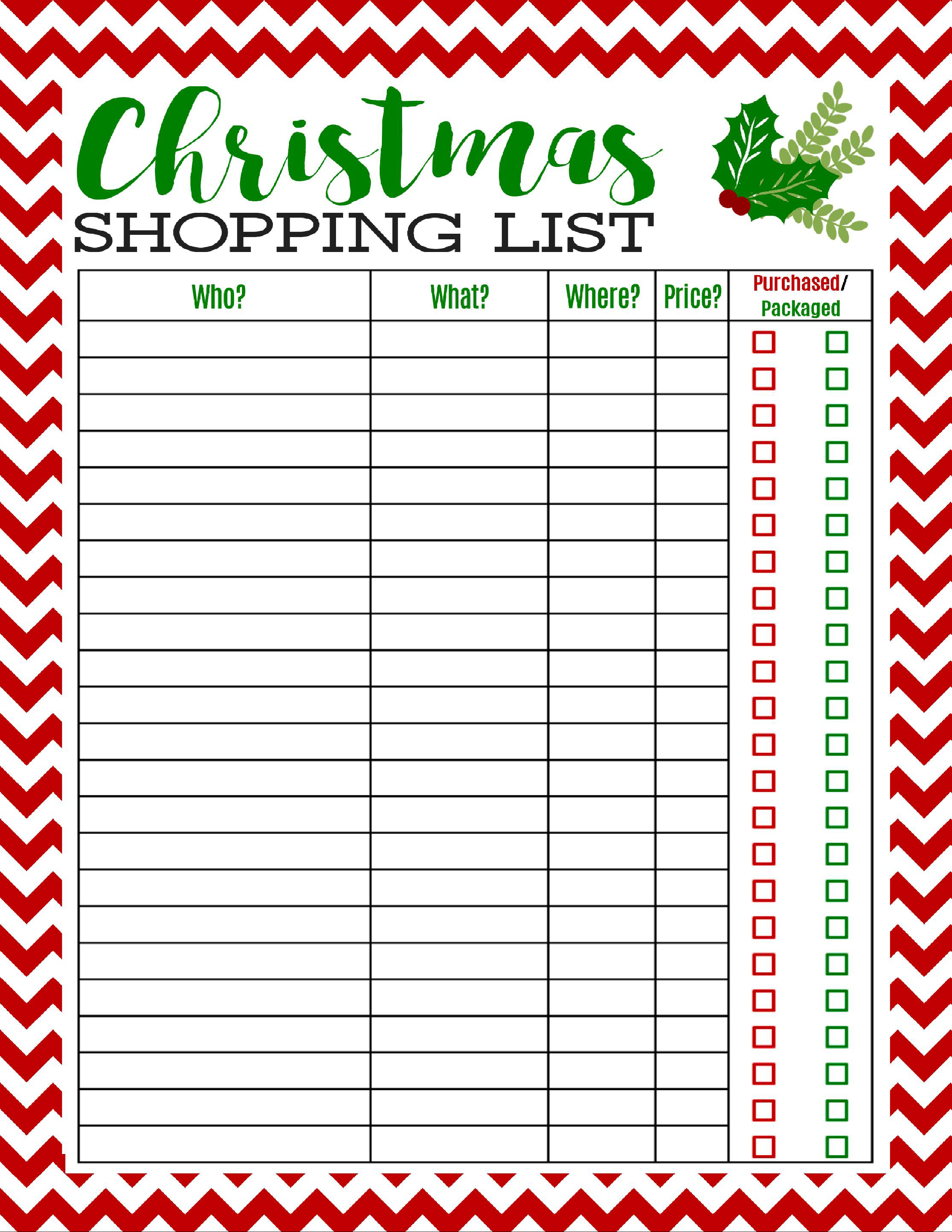 Free Printable Christmas Shopping List | Best Of Pinterest - Free Printable Christmas List