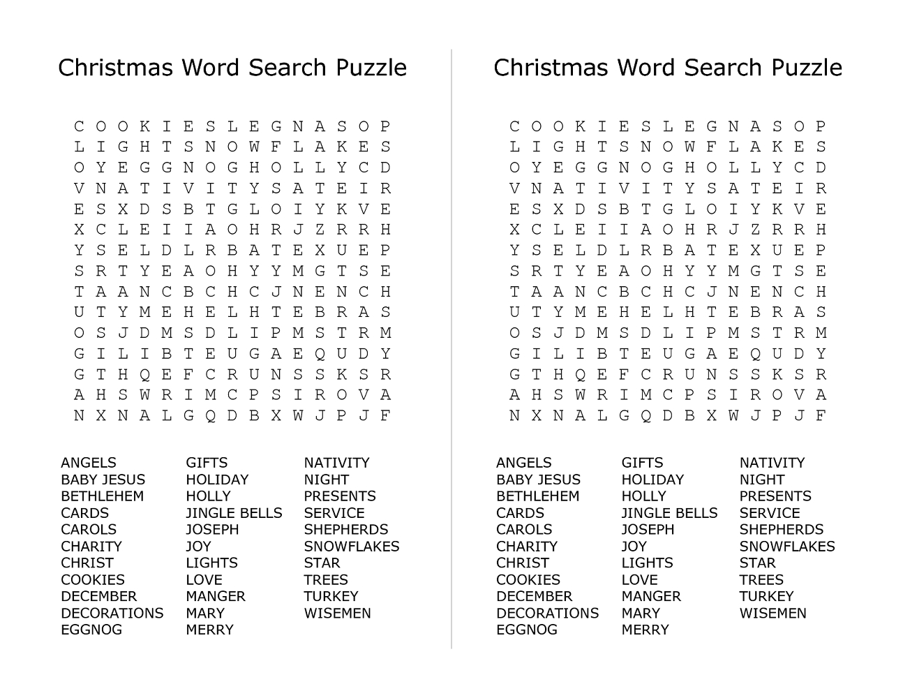 Free Printable Christmas Word Search Puzzles – Festival Collections - Free Printable Word Search Puzzles