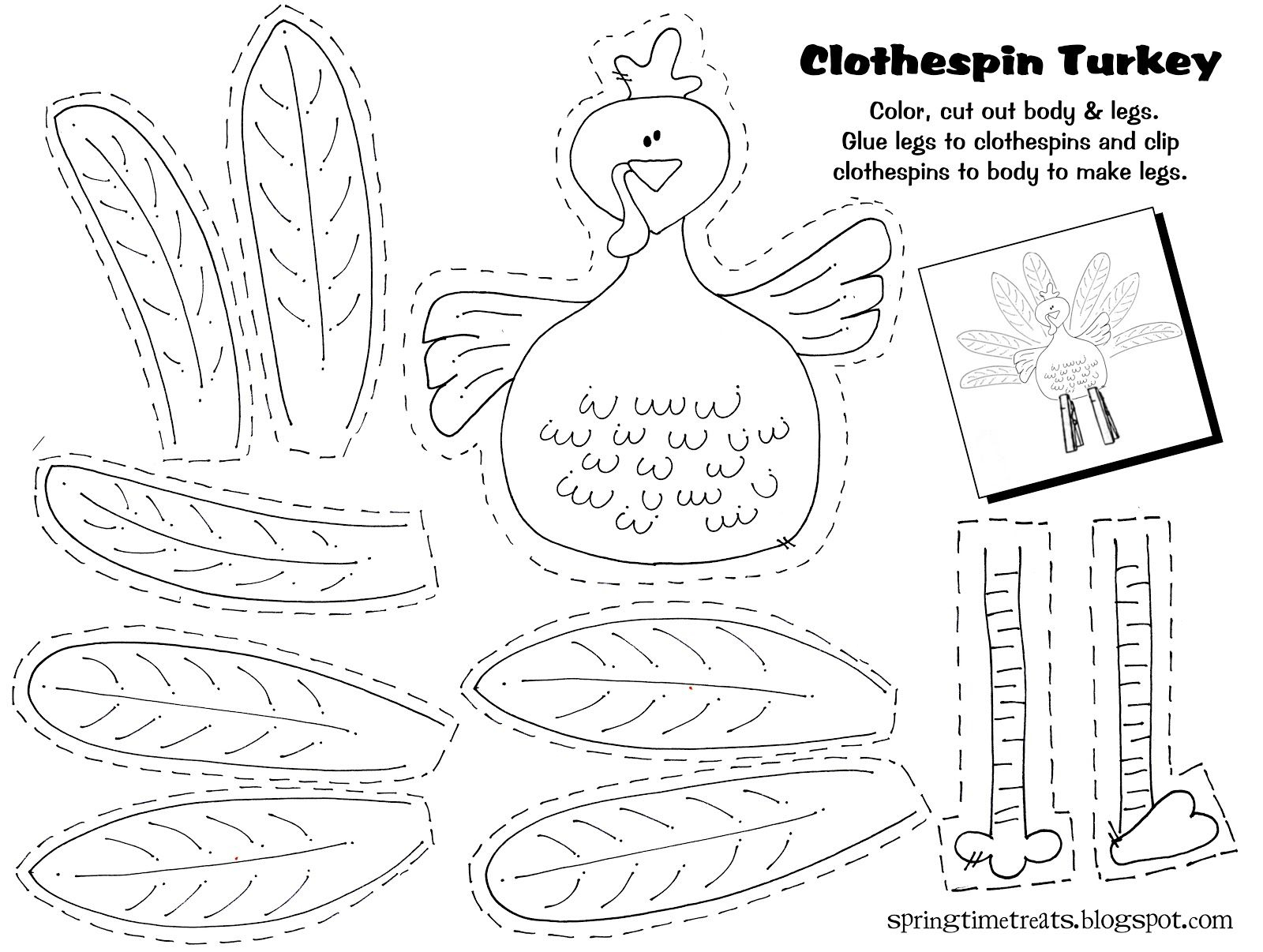 Free Printable - Clothespin Turkey. Easy Craft Idea For The Kids - Free Printable Thanksgiving Crafts For Kids