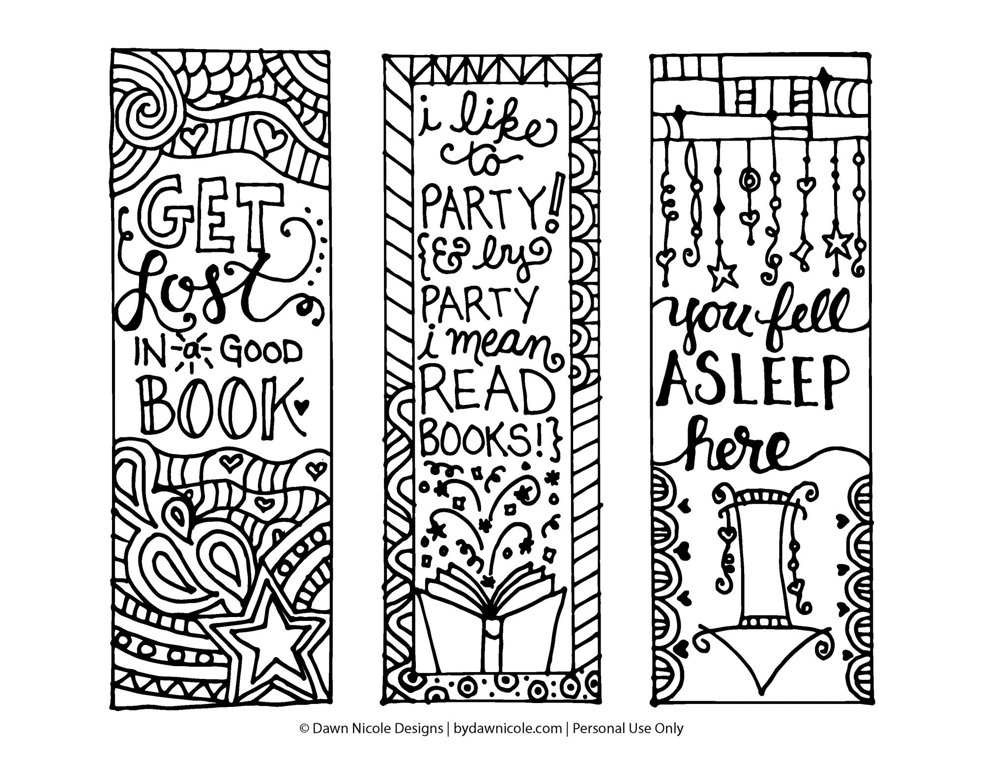 Free Printable Coloring Page Bookmarks | Dawn Nicole Designs® - Free Printable Bookmarks For Libraries