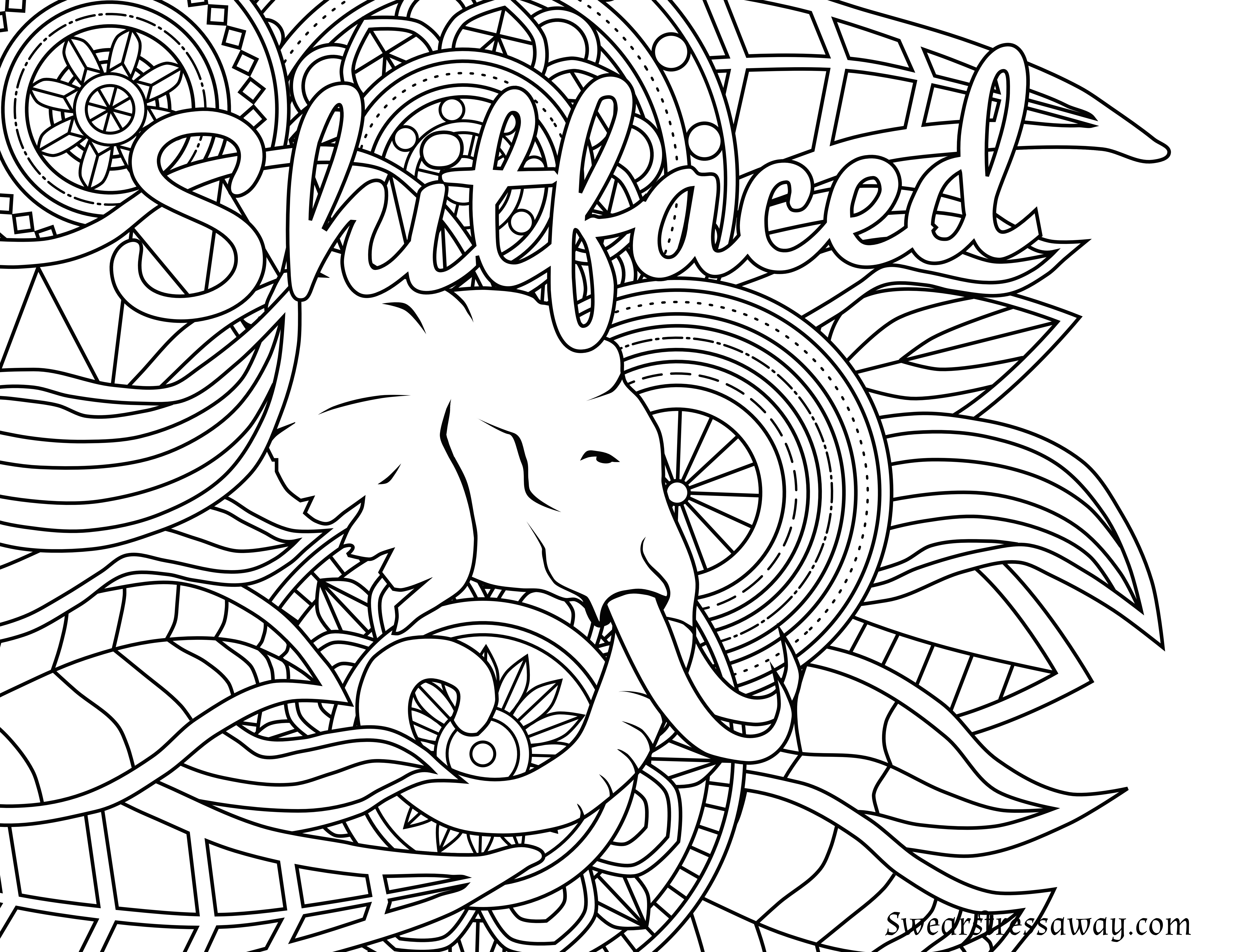 Free Printable Coloring Page - Shitfaced - Swear Word Coloring Page - Free Printable Swear Word Coloring Pages