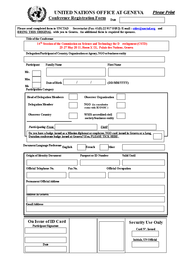 Free Printable Conference Registration Form Word | Templates At - Free Printable Membership Forms